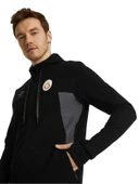 Galatasaray Orijinal Lisanslı Kapüşonlu Siyah Fermuarlı Hoodie - 5