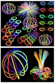 Glow 100 adet (100çubuk+100bağlantı aparat)Fosforlu Neon Karanlıkta Parlayan Çubuklar Bileklik Kolye Yapma seti - 5
