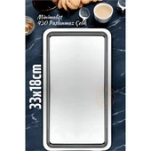 ModaCar Sunum Tepsisi Çay Kahve Tepsisi 33x18 cm 430 Paslanmaz Çelik - 1