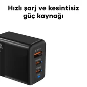 ALLY PD40 2xType-C + USB QC3.0 PD 45W Hızlı Sarj Adaptörü Sarj Başlığı Siyah thumbnail 5