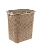 Omnipazar SY-4620 Plastik Örgü Desen Kirli Çamaşır Sepeti 55 lt Bej - 1