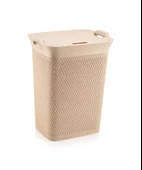 Omnipazar SY-4630 Plastik Safir Kirli Çamaşır Sepeti 55 lt Bej - 1