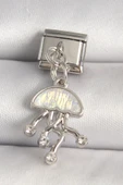 316L Çelik Gümüş Renk Beyaz Mineli Deniz Anası Model Zirkon Taş Detaylı Nomination Charm - TJ-BC1264 - 1