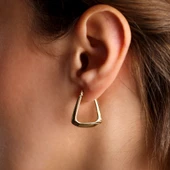 Altın Küpe 14K 585 Parlak Çanta Tasarım  1,8 cm Zarif Küpe - 5