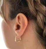 Altın Küpe 14K 585 Parlak Çanta Tasarım  1,8 cm Zarif Küpe - 3