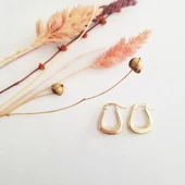 Altın Küpe 14K 585 Parlak Çanta Tasarım  1,8 cm Zarif Küpe Bombeli - 2