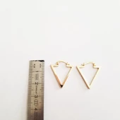 Altın Üçgen Küpe 14 Ayar 2,3 cm Zarif Küpe - 4