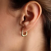 Altın Küpe 14K 585 Parlak Çanta Tasarım  1,8 cm Zarif Küpe Bombeli - 3