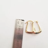 Altın Küpe 14K 585 Parlak Çanta Tasarım  1,8 cm Zarif Küpe - 4