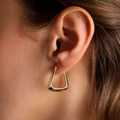 Altın Küpe 14K 585 Parlak Çanta Tasarım  1,8 cm Zarif Küpe - 2