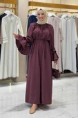 Kol Fırfır Detaylı Elbise 3925 Bordo - 1