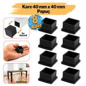 Masa Sandalye Sehpa Ayak Tapası Kare Tıpa Papuç Takoz 40 mm x 40 mm Parke Zemin Koruyucu 8 Adet - 1