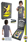Fenerbahçe Orijinal Renkli Logo Sıfır Yaka Çocuk T-Shirt Spor Bileklik Hediyelik Set Ahşap Kutulu - 1