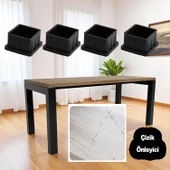 8 Adet Masa Sandalye Sehpa Ayak Tapası Kare Tıpa Papuç Takoz 40 mm x 40 mm Parke Zemin Koruyucu - 3