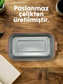 B&D İki  Katlı iki Bölmeli Paslanmaz Çelik Pembe Beslenme Kabı  BES011 - 4