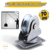 Tablalı Kepli Dönerli Oynar Hareketli Başlı Makara Metal Rulman Muhafazalı Ray Makara 70" - 1