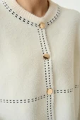 Şeritli Triko HIRKA - Krem-Siyah - 2