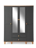 FİNİKE MDF 4 KAPILI DOLAP - ANTRASİT/CEVİZ - 1