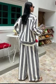 Çizgili Keten Pantolon Gömlek Takım 10025 - 7