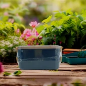 B&D İki  Katlı iki Bölmeli Paslanmaz Çelik Lacivert Beslenme Kabı  BES011 - 1