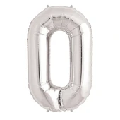 0 Rakam Folyo Balon Gümüş  40 inç - 1
