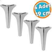 Mobilya Kanepe Sehpa TV Ünitesi Koltuk Ayağı 19 cm Parlak Krom Baza Ayak 4 Adet - 1