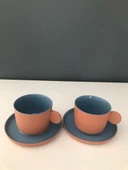 TANTİTONİ THIN TERRA MAVİ PORSELEN 2 Lİ FİNCAN SETİ 100 ML - 1