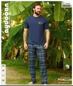 Aydoğan Erkek Mavi %100 Pamuklu Kısa Kollu Pijama Takımı 240336 - 2