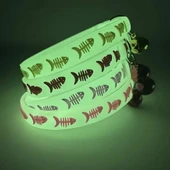 Kedi Boyun Tasması Neon Fosforlu Gece Parlayan Ayarlanabilir Zilli 30 cm - 2