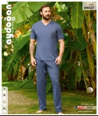 Aydoğan Erkek Mavi %100 Pamuklu Kısa Kollu Pijama Takımı 240337 - 1