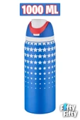 Vagonlife 1000 ML Tek Kapak Çift Kullanım Pipetli/Pipetsiz Taşıma Kulplu Çelik Termos -FFVGN045ML1000Desenli - 3