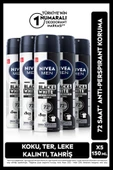 MEN Erkek Sprey Deodorant Black & White Invisible Original 150ml, 72 Saat Anti-Perspirant, X5 Adet - 1
