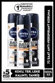 MEN Erkek Sprey Deodorant Black&White Invisible Güçlü Etki 150ml, 72 Saat Anti-perspirant, X3 Adet - 1