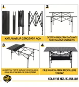 Family Large Katlanabilir Alüminyum Kamp Masası Siyah - 6