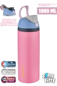 Vagonlife 1000 ML Tek Kapak Çift Kullanım Pipetli/Pipetsiz Taşıma Kulplu Çelik Termos -FFVGN045ML10003RENK - 11