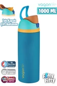 Vagonlife 1000 ML Tek Kapak Çift Kullanım Pipetli/Pipetsiz Taşıma Kulplu Çelik Termos -FFVGN045ML10003RENK - 1