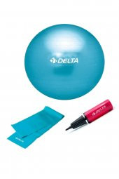 Delta 55 cm Pilates Topu 120 x 15 cm Orta Sert Bant Pompa Seti - 1