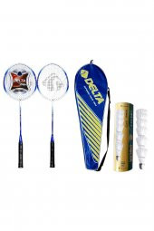 Delta 2 Adet Deluxe Tek Parça Badminton Raketi + Çantası + 6 Adet Orta Hız Badminton Topu Seti - 1