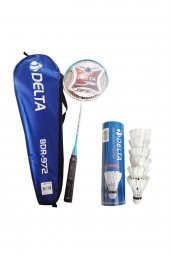 Delta Tek Parça Badminton Raketi + Badminton Çantası + 6 Adet Kaz Tüyü Deluxe Badminton Topu Seti - 1