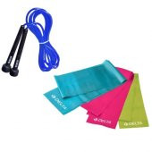 Delta 90 x 7,5 cm 3 lü Pilates Bandı Lastiği Atlama İpi 4lü Set - 1