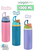 Vagonlife 1000 ML Tek Kapak Çift Kullanım Pipetli/Pipetsiz Taşıma Kulplu Çelik Termos -FFVGN045ML10003RENK - 5