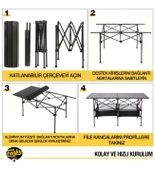 Family XXL Katlanabilir Alüminyum Kamp Masası Siyah - 6