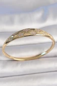 Pirinç Gold Renk Zirkon Taşlı Yıldız İşlemeli Kadın Kelepçe - TJ-BB6918 - 1