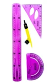 30 cm esnek kırılmaz cetvel takımı 4 lü set (CETVEL,PERGEL,AÇIÖLÇER VE PERGELLİ SET) - 2