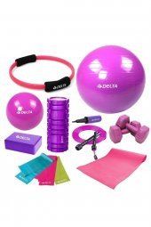 Delta 55-25cm Pilates Topu Minderi Foam Roller Yoga Blok Bant Set - 1