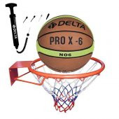Delta Basketbol Çemberi No6 PRO-X Basketbol Topu Basketbol Filesi Top Pompası Seti - 1
