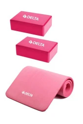 Delta Konfor Zemin Taşıma Askılı 15 mm Pilates Minderi Yoga Matı 2 Adet Yoga Blok Çiftli Yoga Bloğu - 1