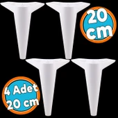 Mobilya Kanepe Sehpa TV Ünitesi Koltuk Ayağı 20 cm Beyaz Baza Ayak 4 Adet thumbnail 1