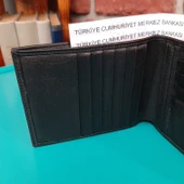 Hakiki Deri Erkek Yatay Büyük Boy Siyah Cüzdan gvn-0125 - 4