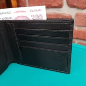 Hakiki Deri Erkek Yatay Büyük Boy Siyah Cüzdan gvn-0125 - 3